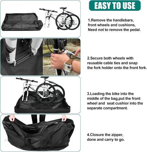 Bike Travel Bag, Upgraded Heavy Duty Waterproof 900D Mountain Bike Travel Bag, 55.11×10.23×31.49 inch Large Transport Bicycle Storage Bags for Airplane, 26-29 inch Bicycle Bags with Strong Webbing