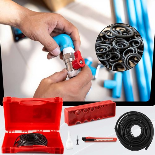 Nuanchu Buna-N O Ring Splicing Kit - 70A Nitrile Rubber with 9 Sizes, Cutting Block & Tools