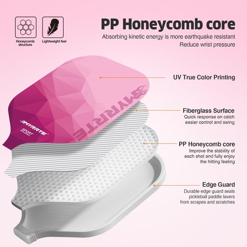 Pickle Ball Paddles Set of 2 Fiberglass Pickle Ball Racket Lightweight Honeycomb Core Unmatched Control