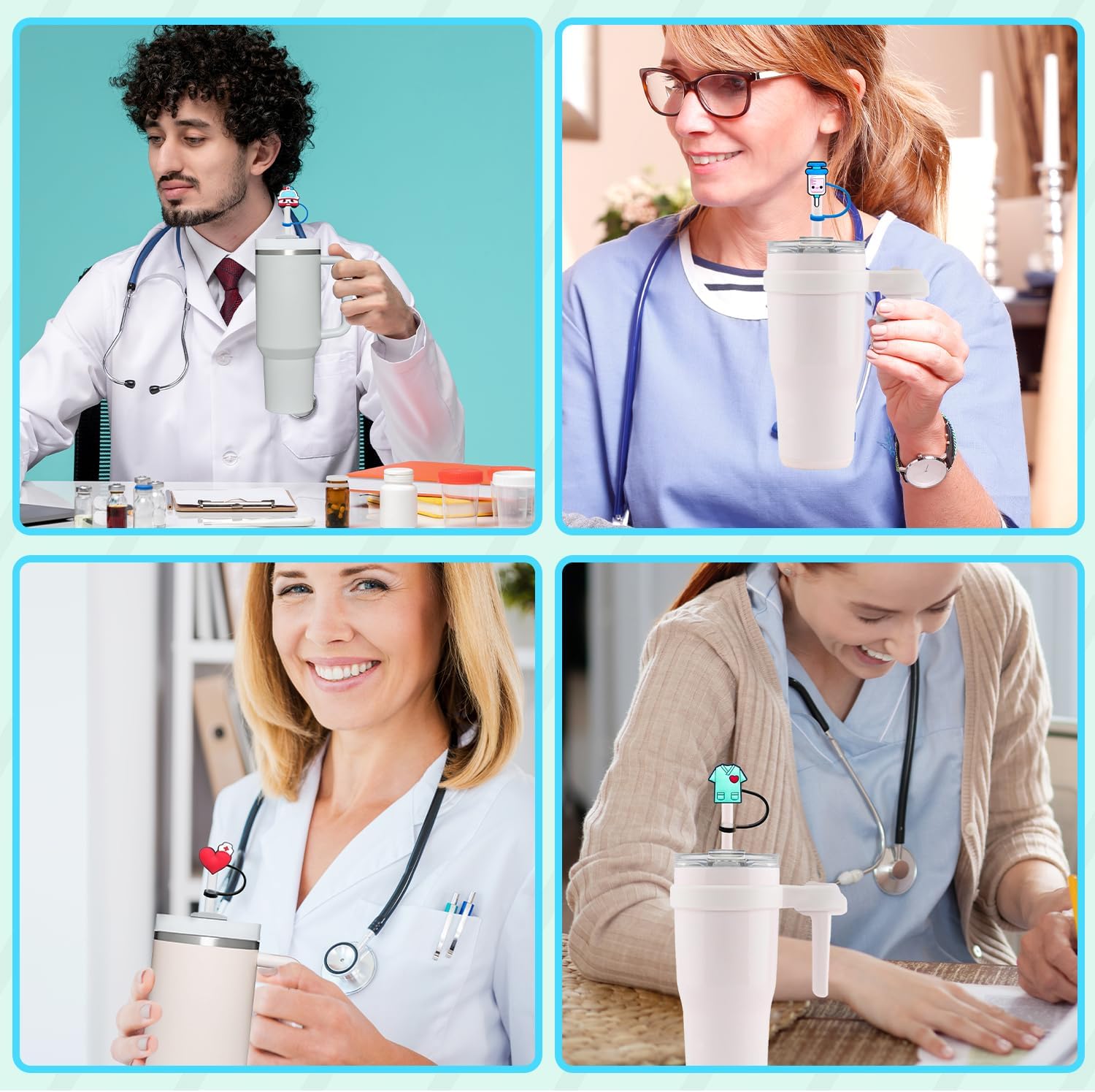 Skiennix Nurse Straw Toppers - Reusable Silicone Covers for 30 & 40 Oz Stanley Cups | Cute Gifts