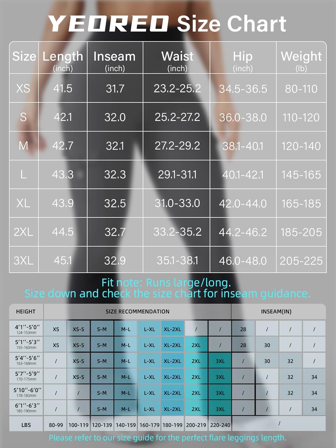 YEOREO CoreFlex Women's High-Waisted Flare Leggings - Hidden Pockets & No Front Seam | Gym & Yoga Wear