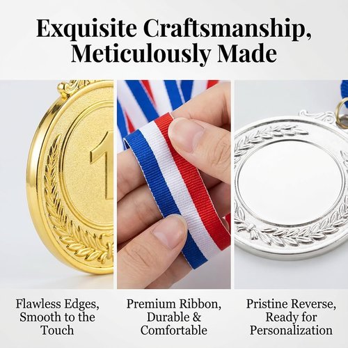 Gold Silver Bronze Award Medals by [Brand Name] - Olympic Style Neck Ribbons for Sports & Competitions | 2 Inch Winner Medals