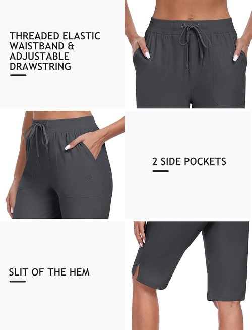 MoFiz Women's 13" Knee Length Hiking Shorts - Quick Dry, Water Resistant, 3 Pockets for Travel & Golf