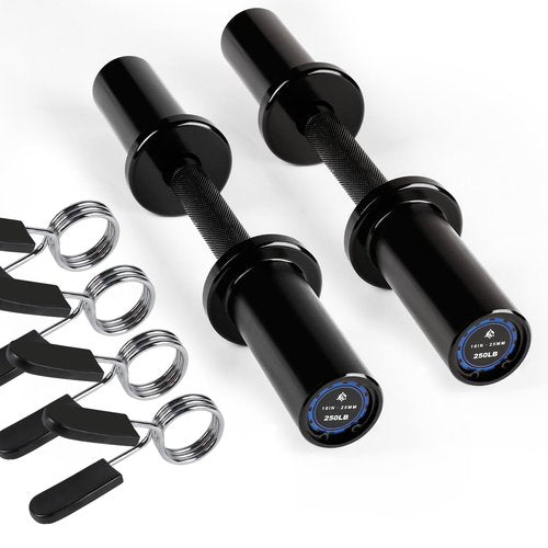 LIONSCOOL 16"Loadable Dumbbells Pairs, Olympic Dumbbell Handle/Bar for Strength Training, Compatible with 2’’ Standard Plates (Overall Black)