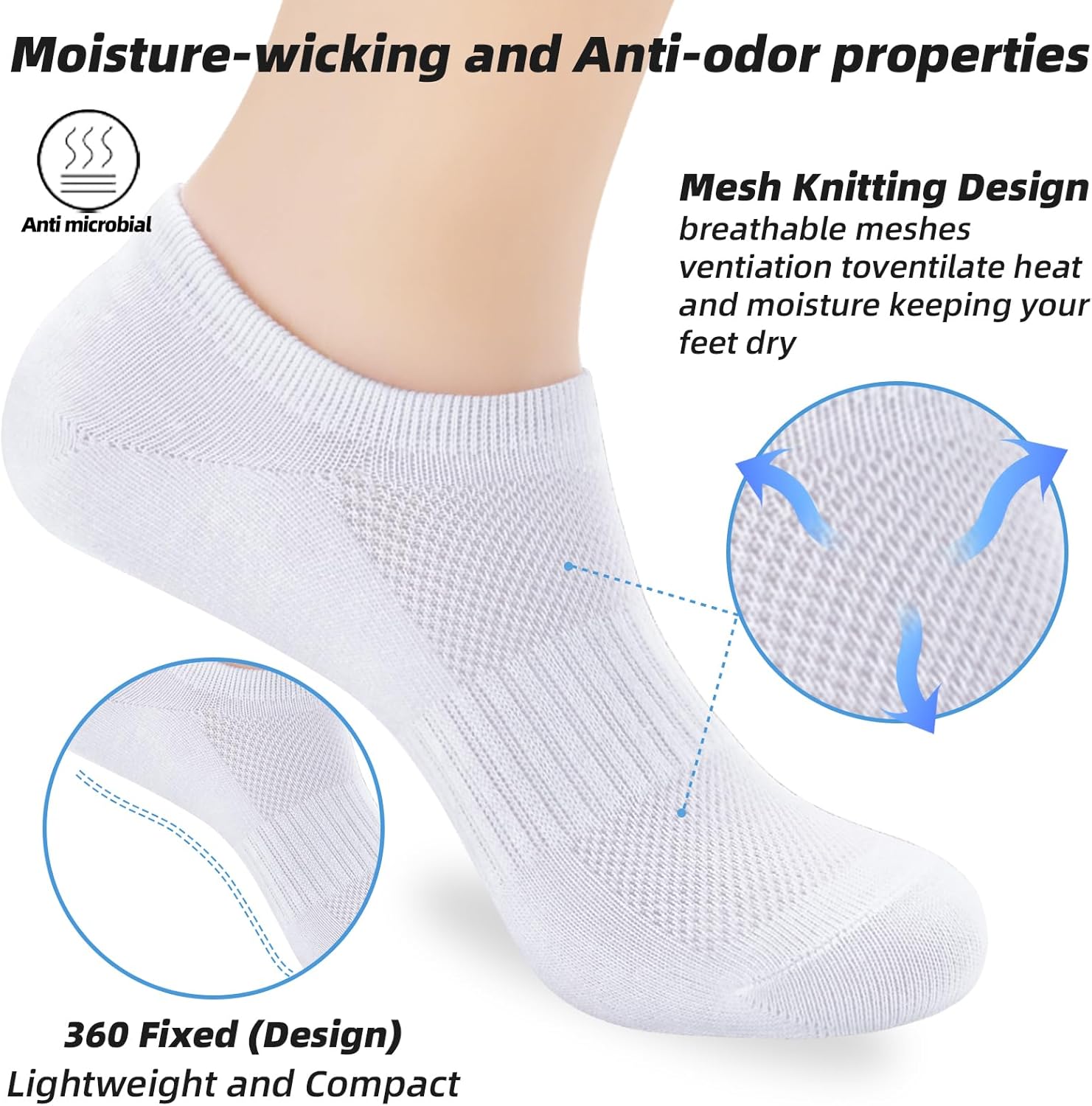 Skiennix No Show Socks - Low Cut Ankle Athletic Liner Socks for Men & Women | Anti-Slip Design