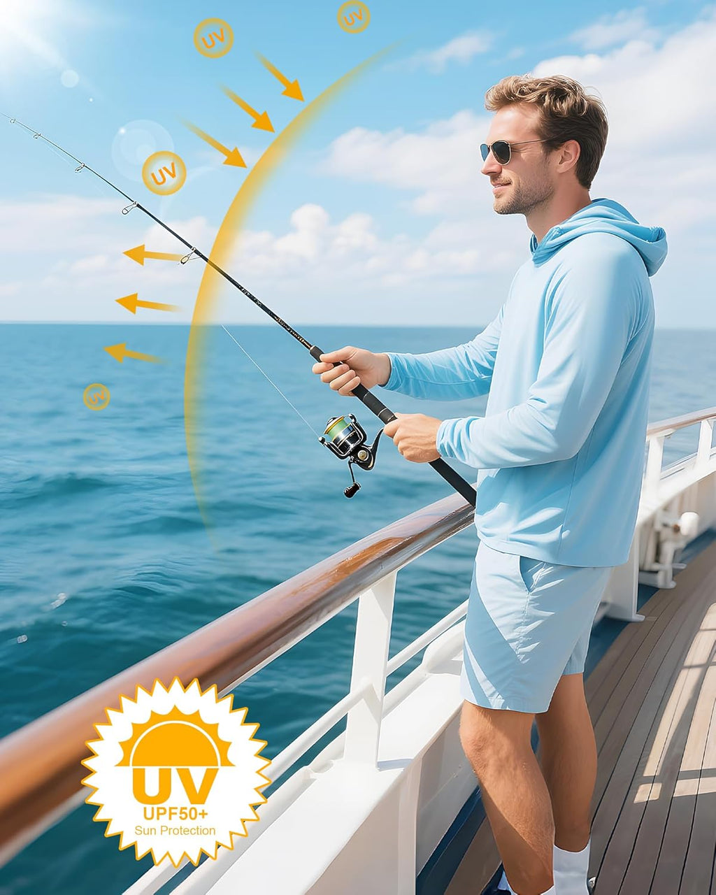 Runhit Fishing Shirt for Men - UPF 50+ Long Sleeve Sun Protection Hoodie | Lightweight Outdoor Wear