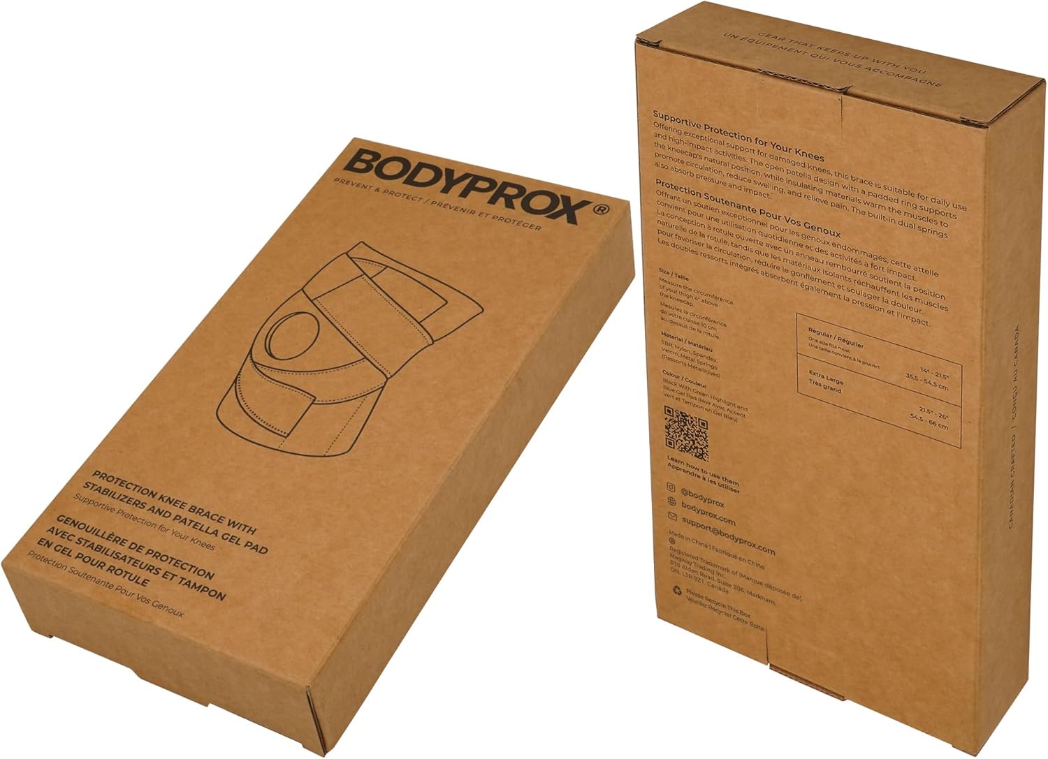 Bodyprox Knee Brace - Enhanced Support with Side Stabilizers & Patella Gel Pads | Adjustable Fit
