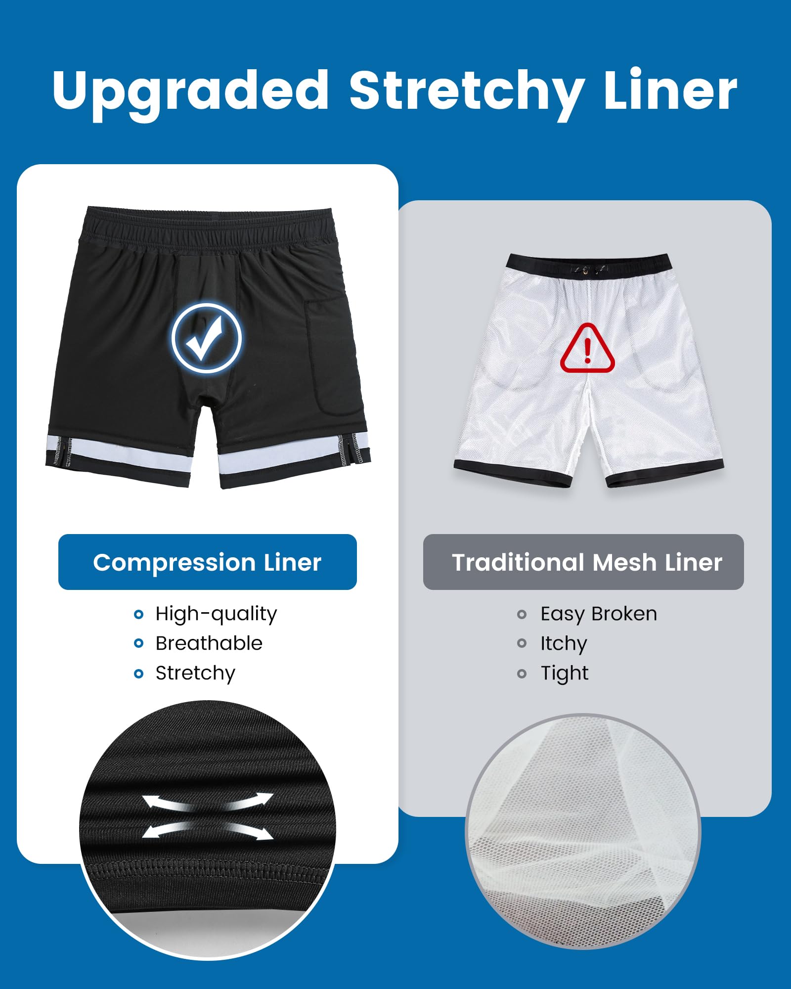 maamgic 2 in 1 Mens Swim Trunks 7 Inch Swim Shorts Swim Suits Board Shorts Black-Black XX-Large