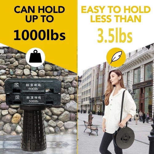 ALEVMOOM Upgraded 19.7" Collapsible Stool Portable,1000lbs Max Weight Foldable Stool for Adults Heavy Duty, Retractable Folding Telescoping Seat with Cushion for Outdoor Fishing Hiking BBQ
