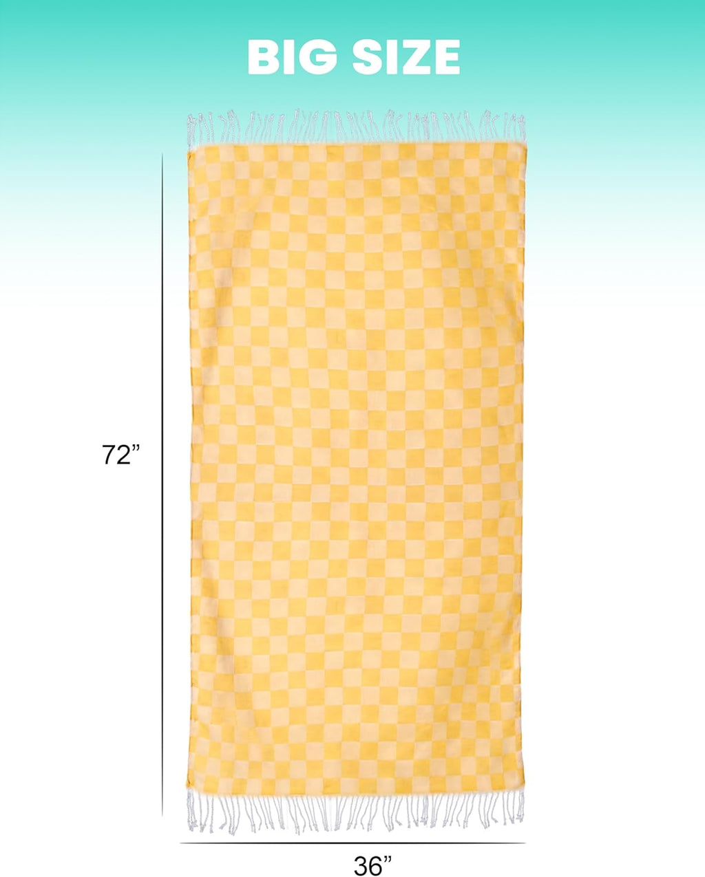 Skiennix Checkered Plaid Cotton Beach Towel - Extra Large, Soft & Fast Drying, Sand Proof, Compact