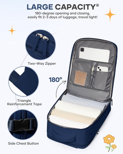 Coofay Travel Backpack - Versatile Carry-On Bag for Airplanes | Sapphire Blue, Ideal for Women and College Use