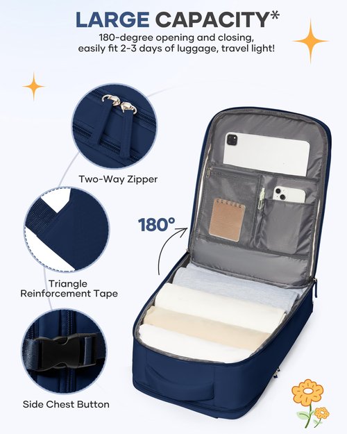coofay Travel Backpack Carry On Backpack Personal Item Travel Bag Mochila De Viaje Carry On Backpack For Airplanes Traveling Backpack For Women Gym Backpacks College Backpacks Sapphire Blue