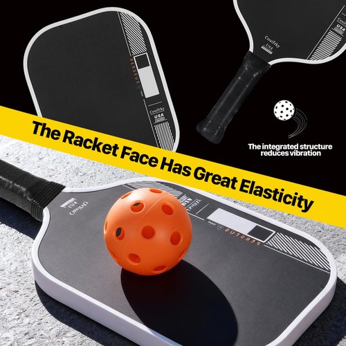 4th Gen Pickleball Paddle with Raw Carbon Fiber Face | Propulsion Core & 16mm Poly Honeycomb for Power Control | Extended Grip Handle (Black & White)