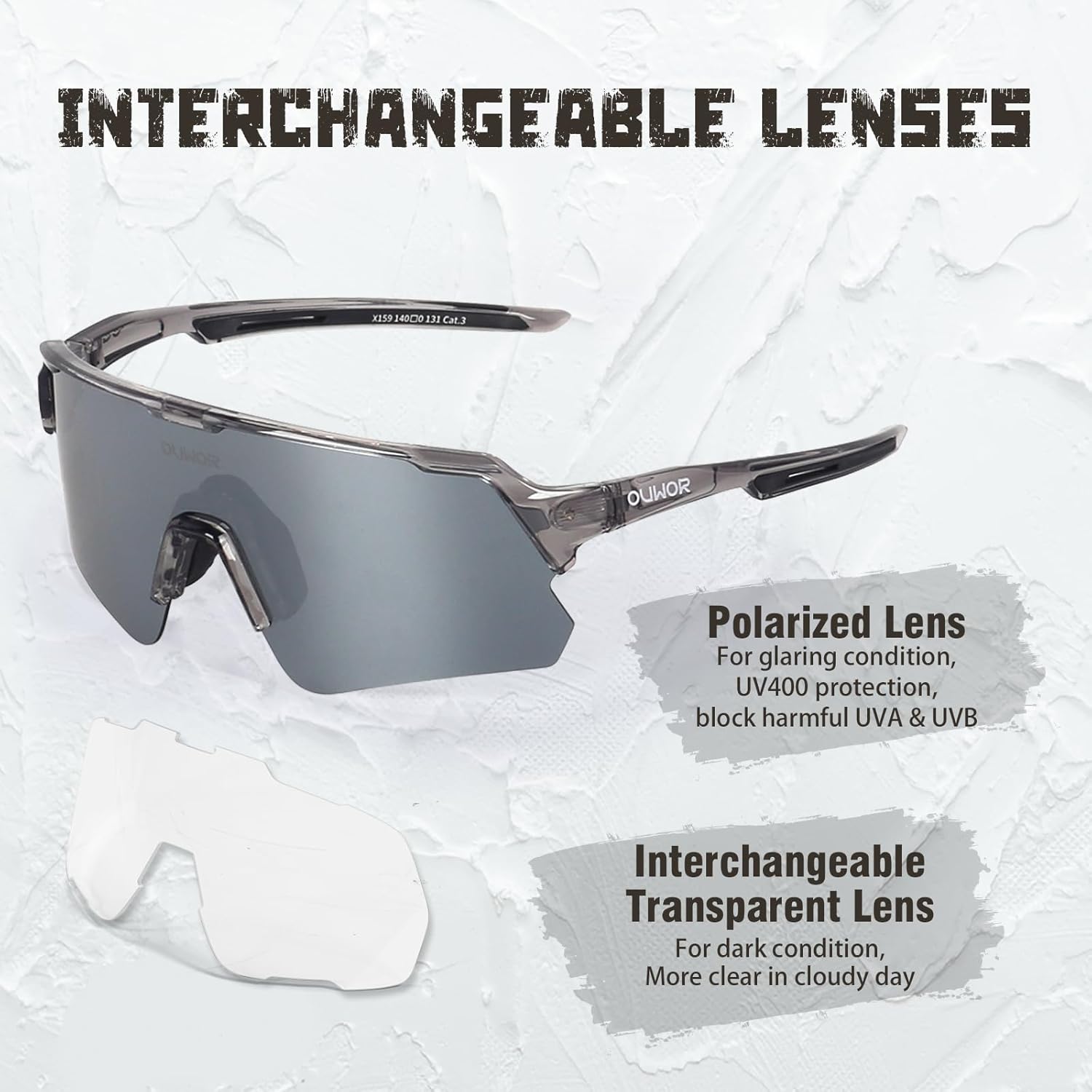 Polarized Cycling Glasses by [Brand Name] - Unisex Translucent & Gray Design for Ultimate Clarity