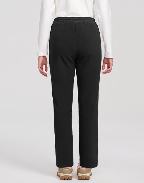 Pioneer Camp Women's Fleece Hiking Pants Lounge Straight Leg Sweatpants, Mid-Layer Winter Fleece Pants with Zipper Pockets, Black, L