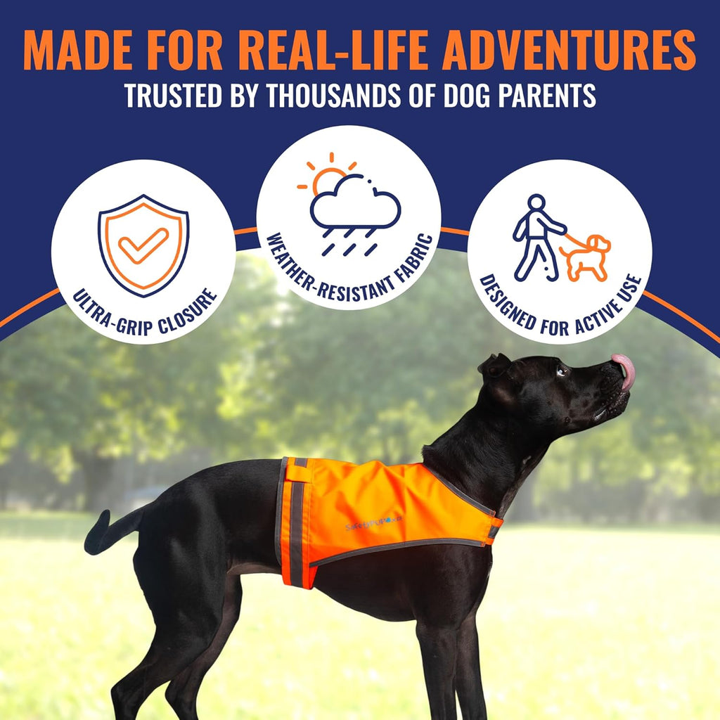 SafetyPUP XD Lite Blaze Orange Reflective Dog Vest - High Visibility Hunting Gear for All Breeds