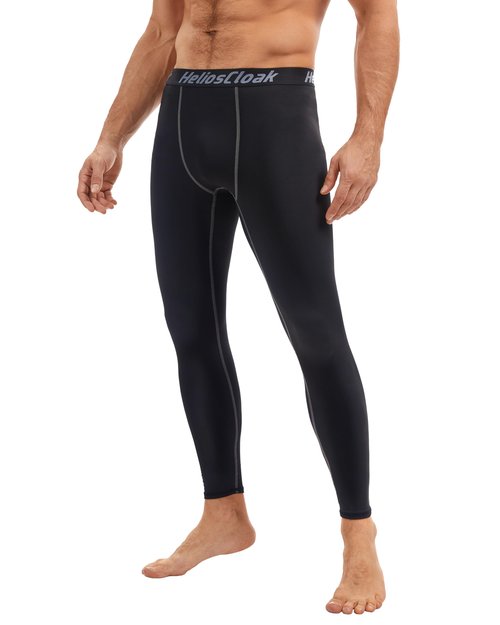 HeliosCloak 4 Pack Men's Thermal Compression Pants Fleece Lined Sports Tights Leggings Winter Athletic Baselayer Bottoms 4Black L