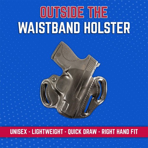 DeSantis Speed Scabbard Leather OWB Gun Holster - Belt Slide Gun Holster, Precise Molding, Compatible with S&W M&P Shield 9/40, M&P Shield M2.0 9/40, M&P 9 Shield Plus - Right Hand Draw, Black