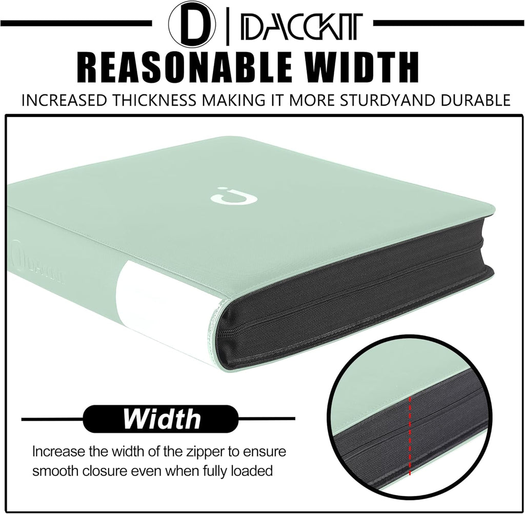 Premium Card Binder - 12 Pocket Design for 1200 Cards | 3X4 Ringless with Sleeves in Asakusa Green