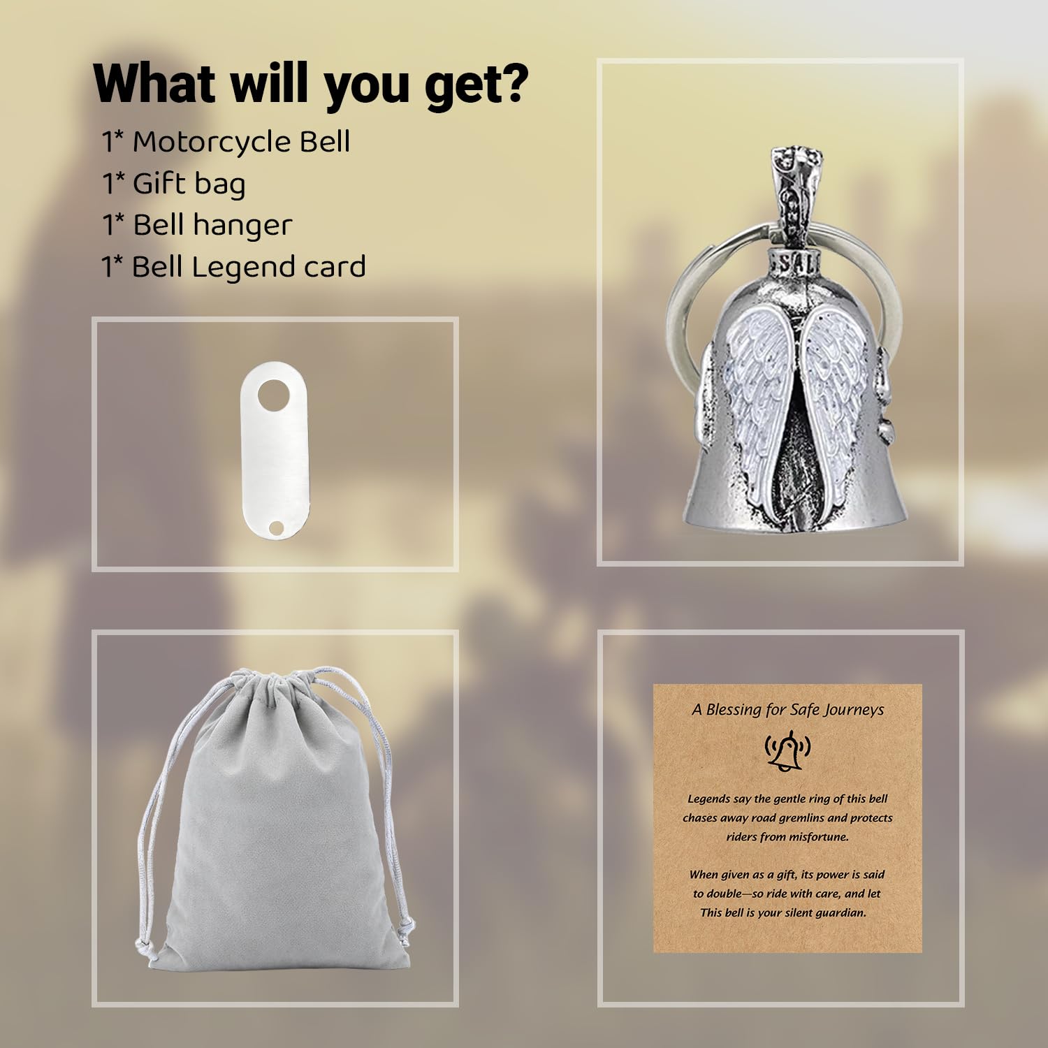 Vortika Guardian Angel Motorcycle Bell (Angel Wings)
