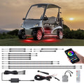 Roykaw Golf Cart LED Strip Lights - Waterproof Neon Accent Kit with Wheel Well & Interior Lights | Million Colors, Sync to Music, Fits 12V-80V, 12 PCS