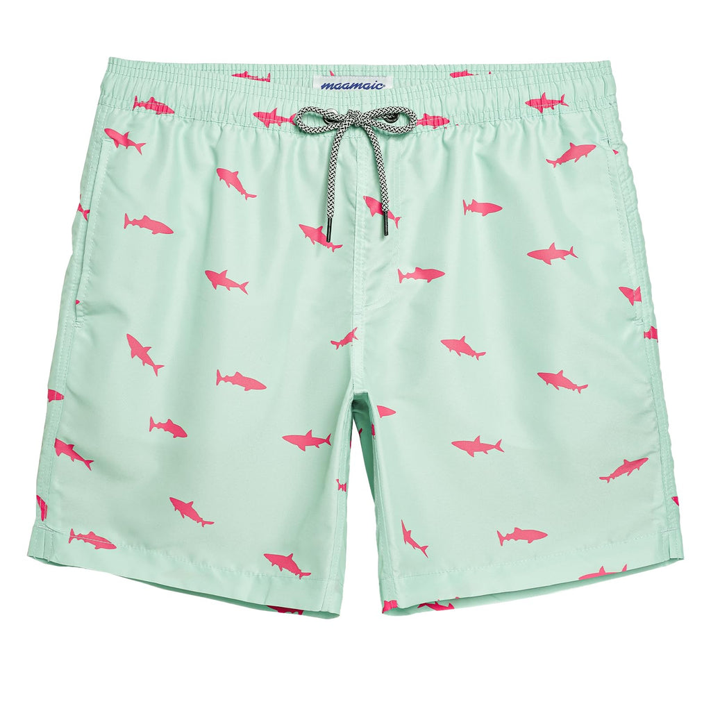 maamgic Mens Swim Trunks Quick Dry Swim Shorts with Mesh Lining Funny Swimwear Bathing Suits 7inch Light Green Medium