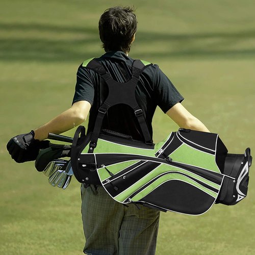 GRAFFY Golf Stand Bags, Golf Carry Bag w/ 6 Way Dividers, 8 Pockets, Rain Hood, Umbrella Holder & Glove Sticker, Lightweight Golf Club Bags for Men, Women (Green)