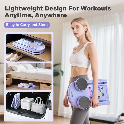 Pilates Board, Multi-Pilates Reformer Set, 6-in-1 Portable Foldable Ab Board Trainer Exercise Machine for Home with Digital Display, Pilates Board for Women