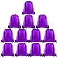 KUUQA 12 Pcs Drawstring Backpack Bags Sport Gym Sack Cinch Bags Bulk for School Traveling and Storage (Purple)