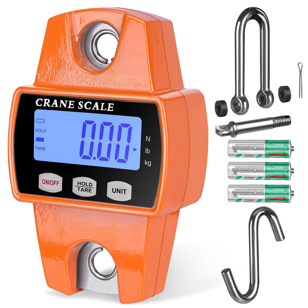 RoMech Digital Hanging Scale - 660lb Capacity, Durable Cast Aluminum, Mini Crane Scale for Outdoor Use (Orange)