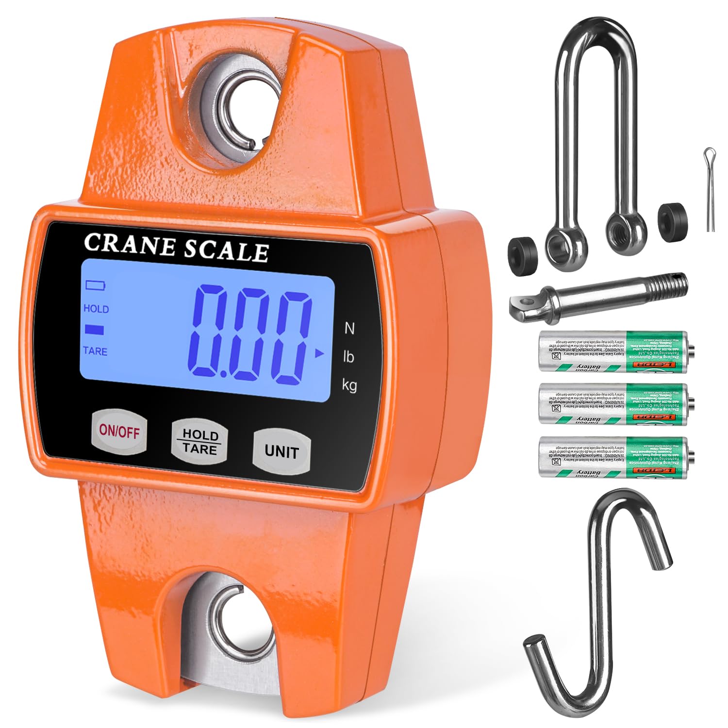 RoMech Digital Hanging Scale - 660lb Capacity, Durable Cast Aluminum, Mini Crane Scale for Outdoor Use (Orange)