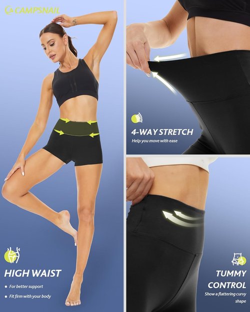 CAMPSNAIL Workout Biker Shorts for Women - High Waisted Tummy Control Spandex | 3"/5"/8" Sizes for Yoga & Dance