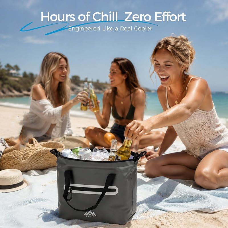 Grey Small Soft-Sided Cooler Bag, Insulated Lunch Box, Leak-Proof Portable Lunch Tote