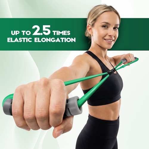 Beatvive Resistance Band Figure 8 Exercise Cord, Fitness Resistance Bands with Handles, Exercise Tube Band for Arm and Shoulder Stretch (Yellow,Green,Red(60lbs))
