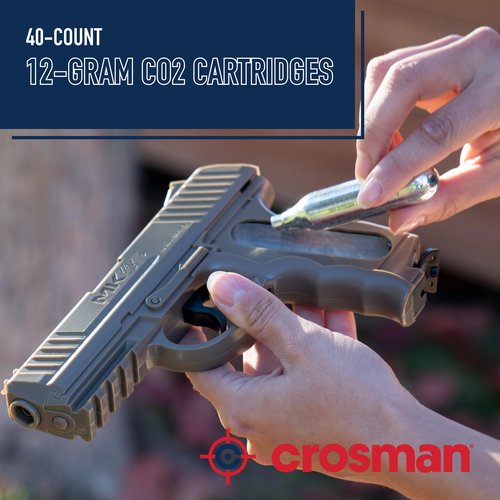 Crosman 40-Count 12-Gram CO2 Cartridges For Air Rifles And Air Pistols 23140-N, Packaging May Vary