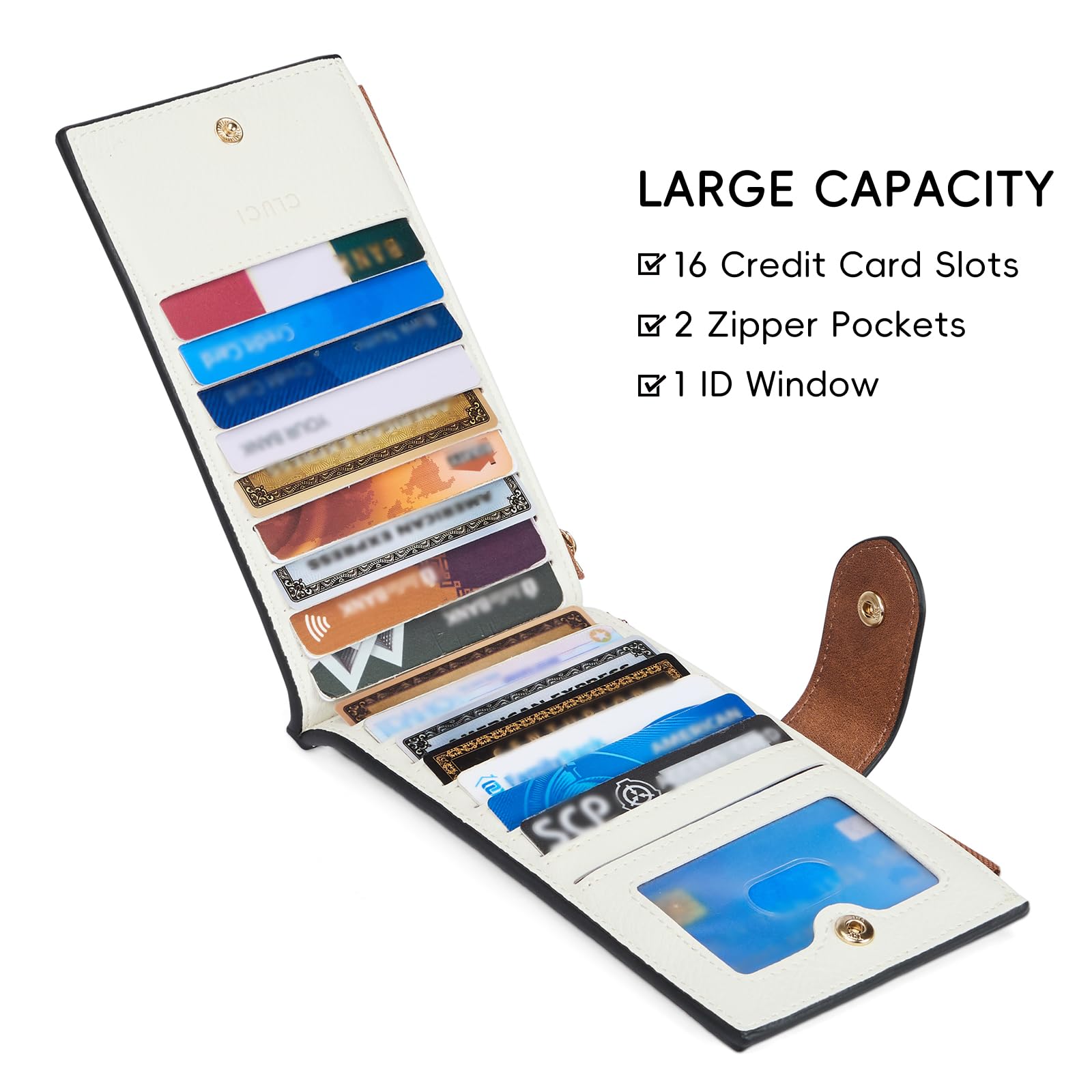 CLUCI Wallet for Women Leather Slim Womens Wallet RFID Blocking Bifold Credit Card Holder with Zipper Pocket