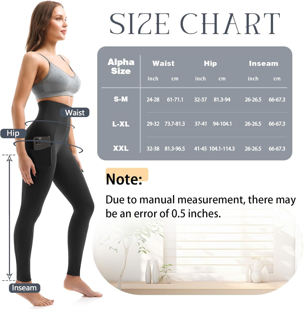 Skiennix High Waisted Leggings with Pockets - Soft & Stretchy for Yoga | 2 Pack