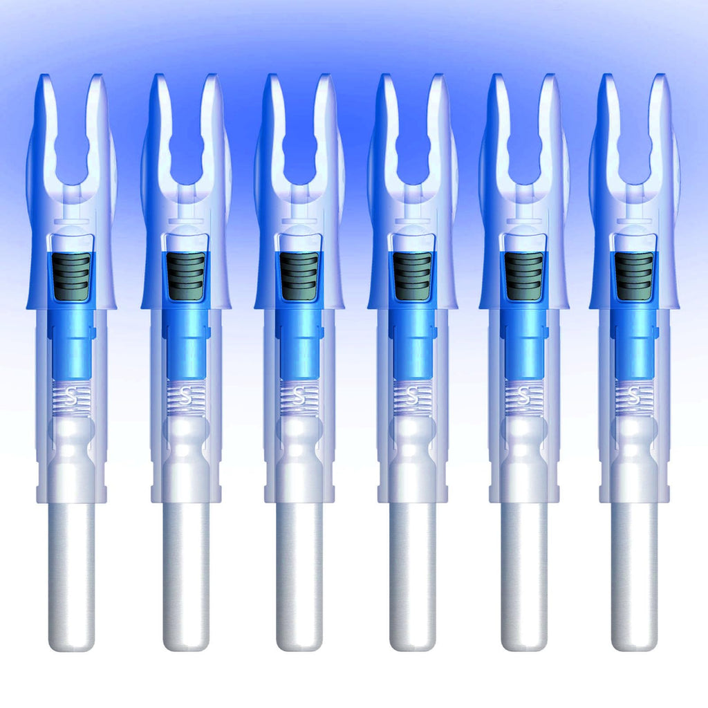 Linpeng 6PCS Lighted Nocks for Arrows with .165/ .204/ .233/ .244/ .246 Light Up Nocks with ON/Off Switch for Archery Hunting (Blue, GT/.246")