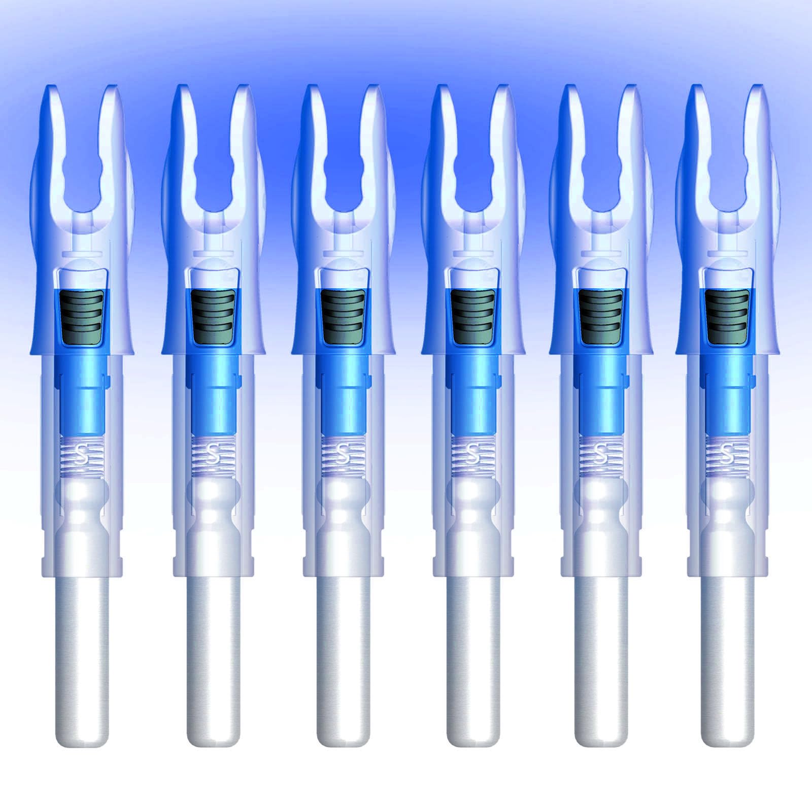 Linpeng 6PCS Lighted Nocks for Arrows with .165/ .204/ .233/ .244/ .246 Light Up Nocks with ON/Off Switch for Archery Hunting (Blue, GT/.246")