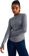 Sphinx Cat Women's Athletic Long Sleeve Zip Jacket - Slim Fit Workout & Yoga Wear with Thumb Holes