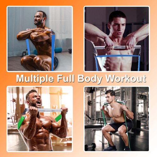 J Bryant Fitness Resistance Band Exercise Bar Large Hook 21.6" Length Heavy Duty Bar Squats Full Body Strength Training Portable Home Workout Equipment