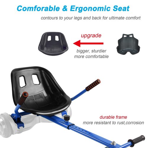 Hoverboard Seat Attachment 265lbs Capacity, 25"-33.3" Adjustable Length Hover Board Go Kart Accessory w/Comfortable&Sturdy Seat,Go Cart Compatible with 6.5” 8” 10” Hoverboard,Kids Adults