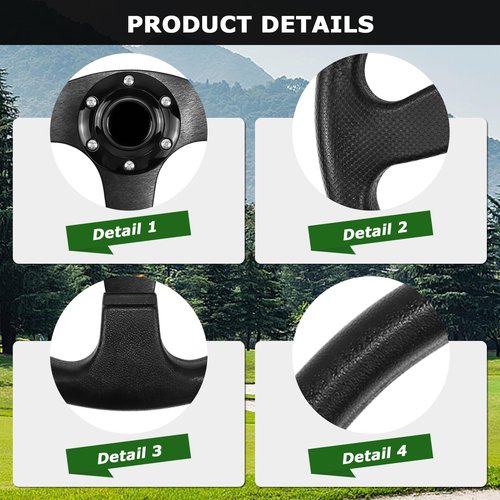 VOONKE Universal Golf Steering Wheel Ergonomic Fit for Club Car DS for Club Car DS Precedent for EZGO for Yamaha Golf-Frame Black