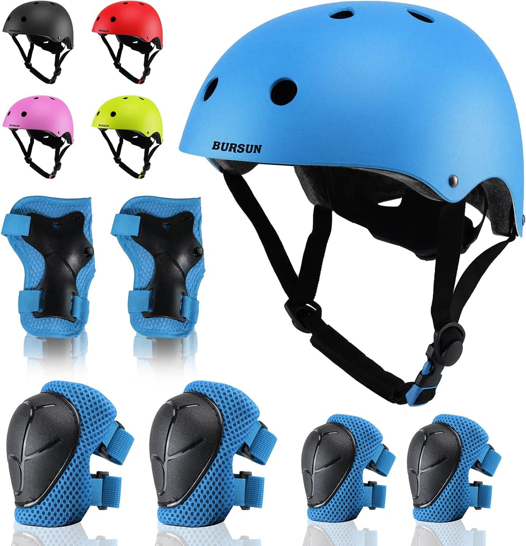 Skiennix Kids Bike Helmet - Adjustable Toddler Helmet with Knee, Elbow & Wrist Pads | Ages 2-14, Multi-Color