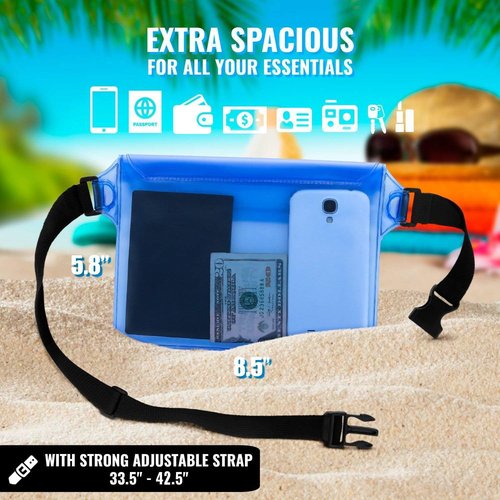 AiRunTech Clear Waterproof Fanny Pack - Essential Beach & Cruise Accessory with Waist Strap for Phone & Passport