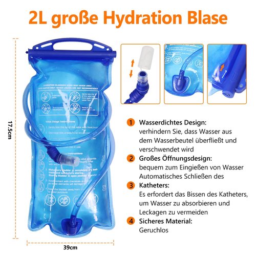 Lightweight Hydration Backpack with 2L Hydration Bladder & Compass & Whistle, Touch Phone Pocket, Breathable Reflective Hydro Water Backpack for Hiking Cycling Running Hydration Pack for Men Women