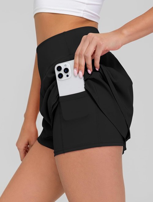 IWD Women's High Waisted Flowing Running Shorts - 2-in-1 Butterfly Athletic Shorts with Pockets