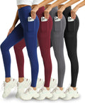 Skiennix Leggings for Women - High Waisted Tummy Control with Pockets | 4 Pack Yoga Pants