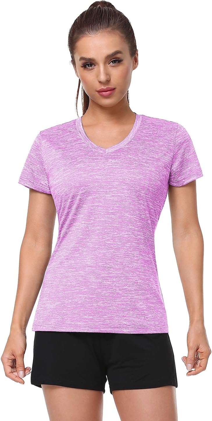 Xelky Women's Dry Fit T-Shirts - Moisture-Wicking Athletic V-Neck Tops | 3-4 Pack Activewear