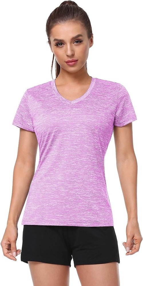 5-Pack Women's Short Sleeve Dry Fit T-Shirt Moisture Wicking Athletic V-Neck Tee